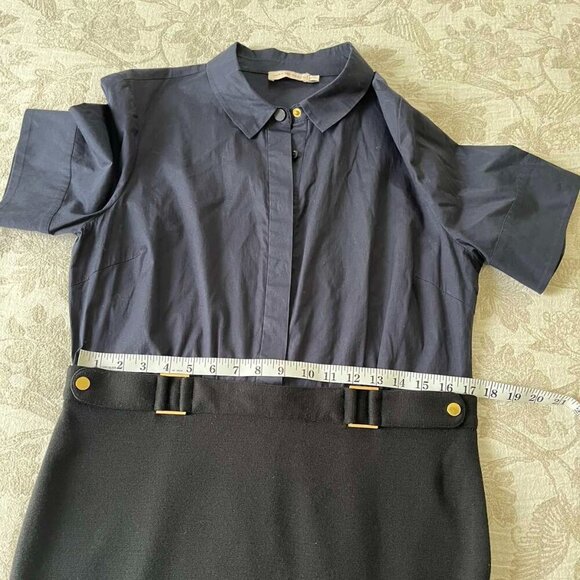 TORY BURCH Navy & Black Cotton & Wool Blend Dress Style#30142410 Sz.XL - Picture 10 of 13
